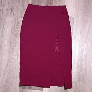 Iris Deep Red Pencil Skirt